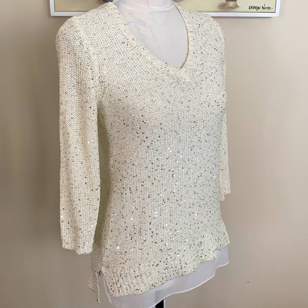 Winter white - silver shiny Loft sweater